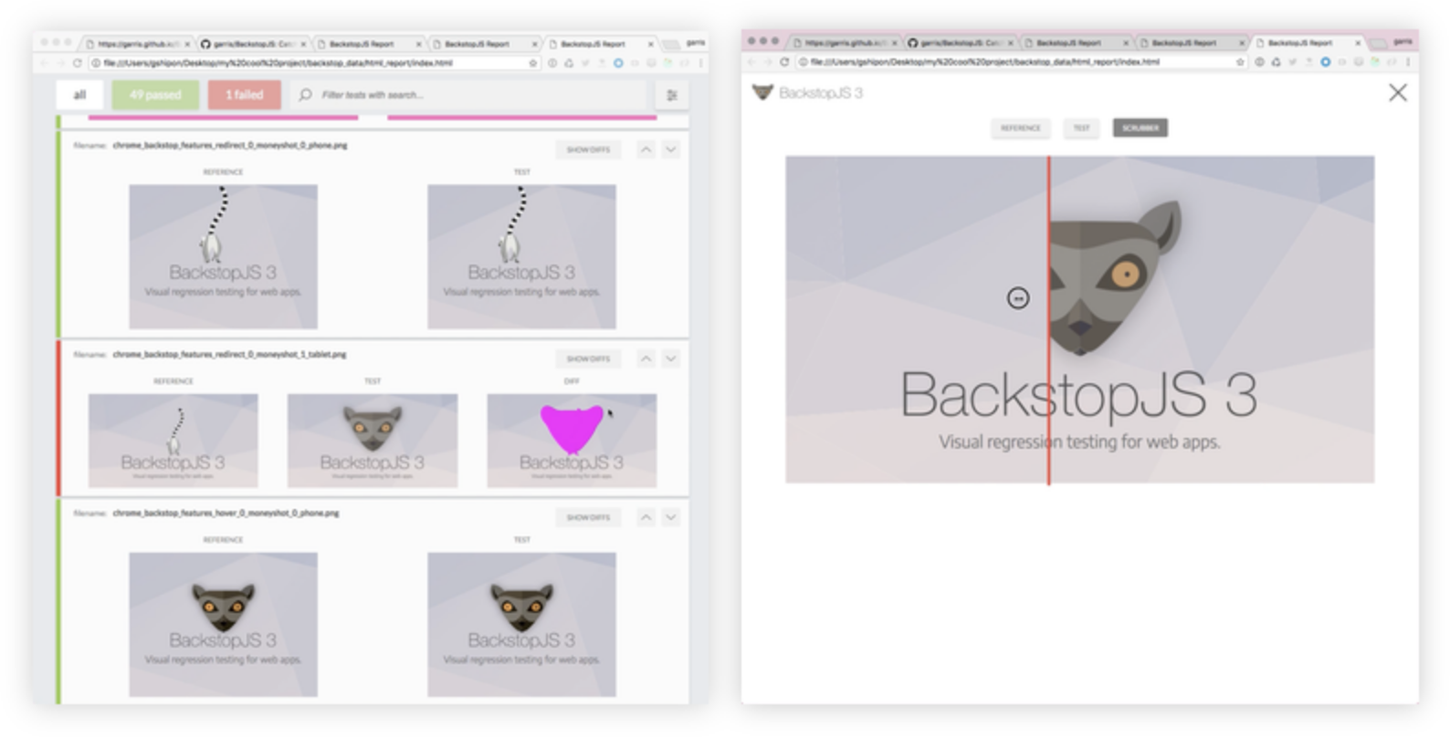 BackstopJS auf GitHub - Screenshot